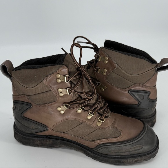 LL Bean Brown Lace Up Hiking Trail Boots Shoes Men's Size 12 Wide Leather - Picture 3 of 6